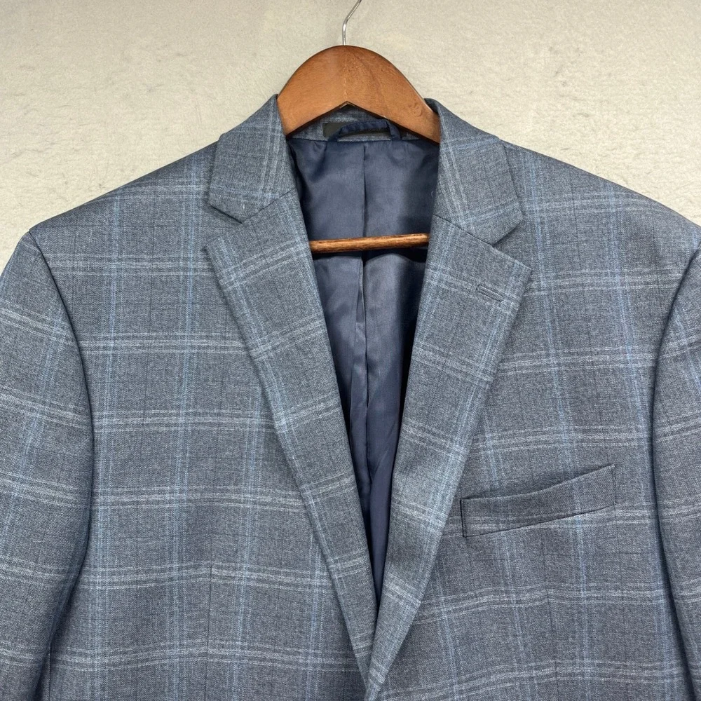 Lauren Ralph Lauren Blazer Mens 44L Blue Plaid Sport Coat Jacket Professional